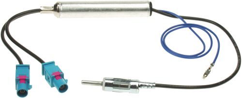 ACV Doppel Fakra Antennenadapter kompatibel mit Audi Citroen Peugeot VW Seat Opel Skoda mit Phantomeinspeisung (aktiv) ab Bj. 2002 adaptiert von 2 x Fakra (m) auf DIN (m)