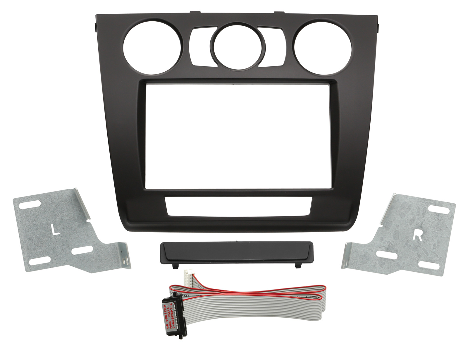 ACV Doppel DIN Radioblende kompatibel mit BMW 1er (E81) (E82) (E87) (E88) mit manueller Klima schwarz 2-DIN