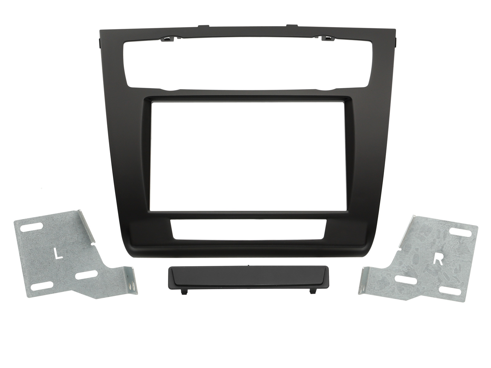 ACV Doppel DIN Radioblende kompatibel mit BMW 1er (E81) (E82) (E87) (E88) mit automatischer Klima schwarz 2-DIN