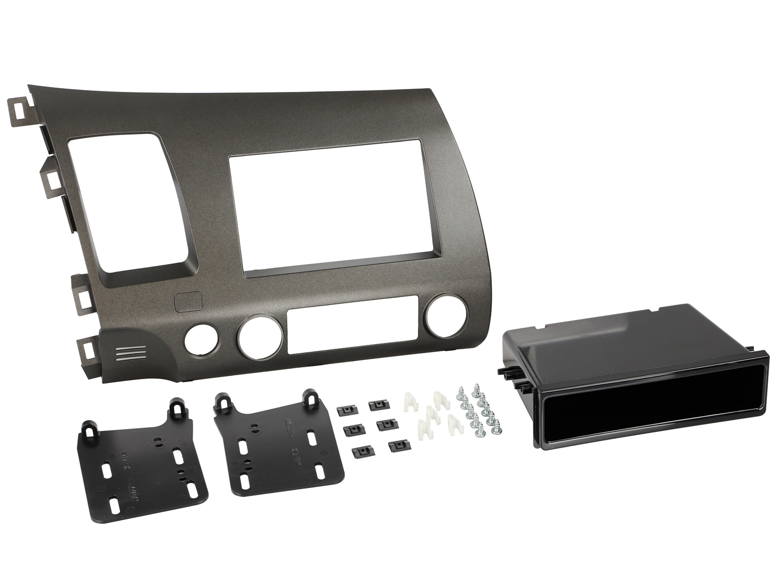 ACV Radioblende kompatibel mit Honda Civic Hybrid (FD3) 2-DIN-Set mit Fach anthrazit Bj. 04/2006 - 2010