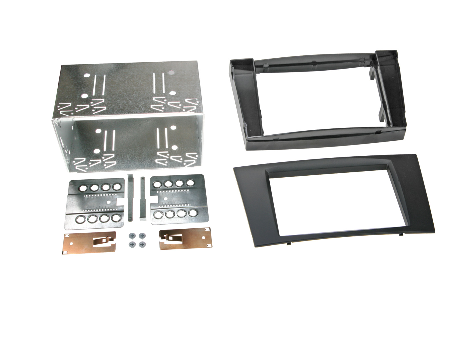 ACV Doppel DIN Radioblende kompatibel mit Mercedes E-Klasse CLS 2-DIN-Set schwarz bis Bj. 2009