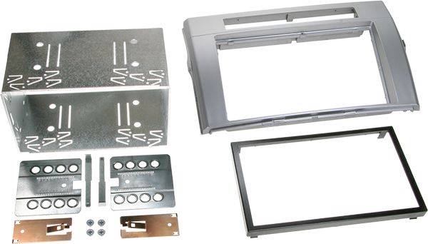 ACV Radioblende kompatibel mit Toyota Corolla Verso (ZER) (ZZE) (R1) 2-DIN-Set silber Bj. 04/2004 - 03/2009