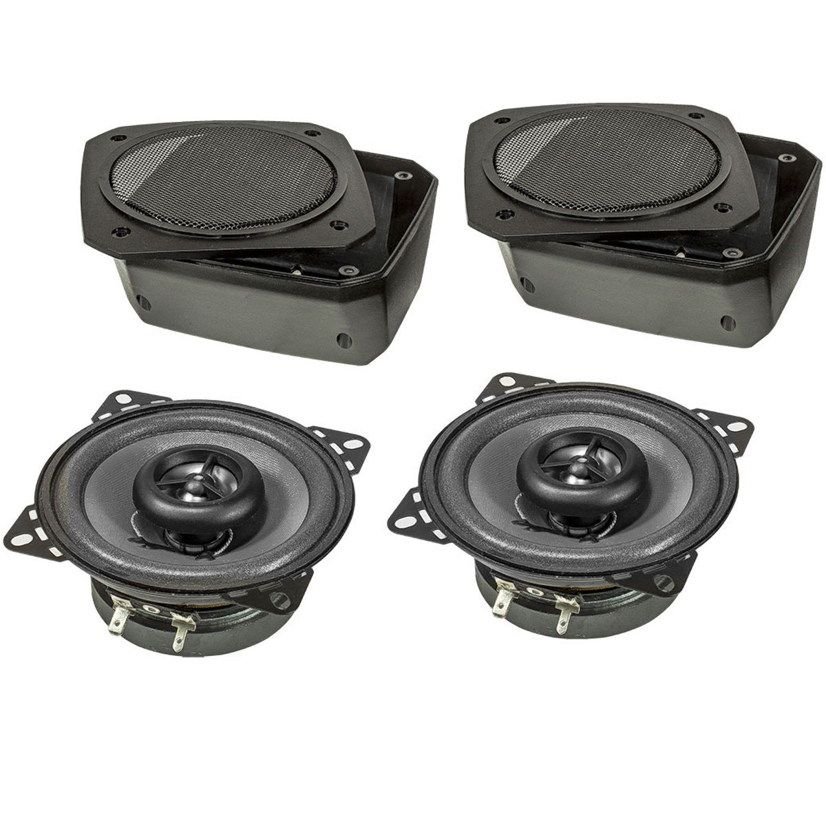 tomzz Audio 10er Retro Look Aufbau Lautsprecher 100mm DIN Lautsprecher Satz für KFZ Youngtimer Boot LKW Baumaschinen Hobbykeller