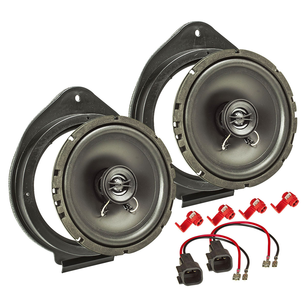 tomzz Audio Lautsprecher Einbau Set kompatibel mit Chevrolet Cadillac Hummer Cobalt HHR Cruze Camaro Impala Malibu Escalade H2 H3 165mm 2-Wege Koaxial System Pioneer TS-G1720f