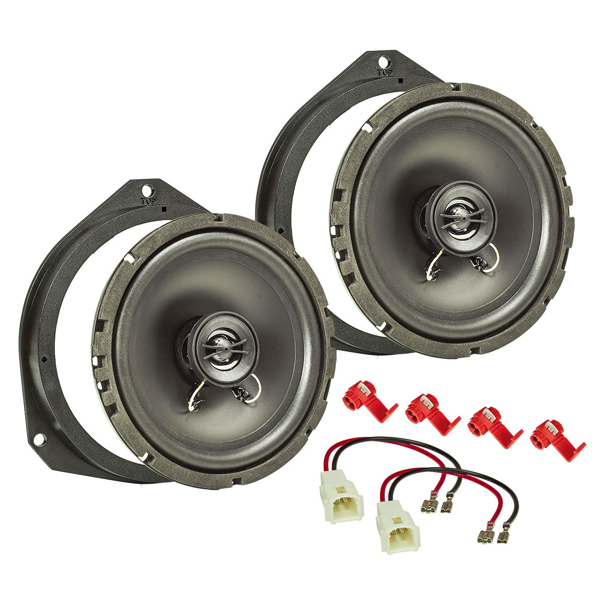 tomzz Audio Lautsprecher Einbau Set kompatibel mit Fiat 500 Grande Punto Panda 165mm 2-Wege Koaxial System Pioneer TS-G1720f