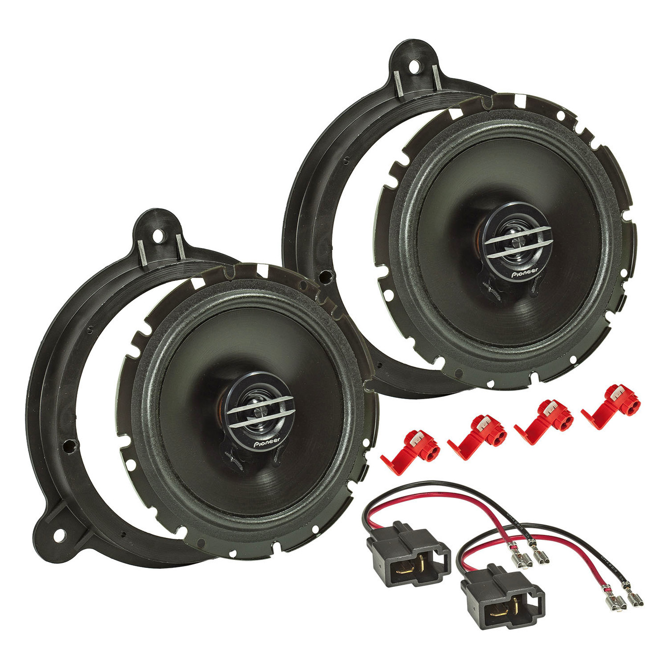 tomzz Audio Lautsprecher Einbau Set kompatibel mit Nissan Micra Note NV200 Primera Qashqai Almera Juke X-Trail Pulsar 350Z Navara Pathtfinder Maxima 165mm 2-Wege Koaxial System Pioneer TS-G1720f