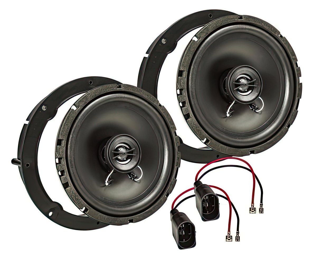 tomzz Audio TA16.5-PRO Lautsprecher Einbau Set kompatibel mit VW Golf Touran New Beetle Jetta Eos 165mm 2-Wege Koaxial System