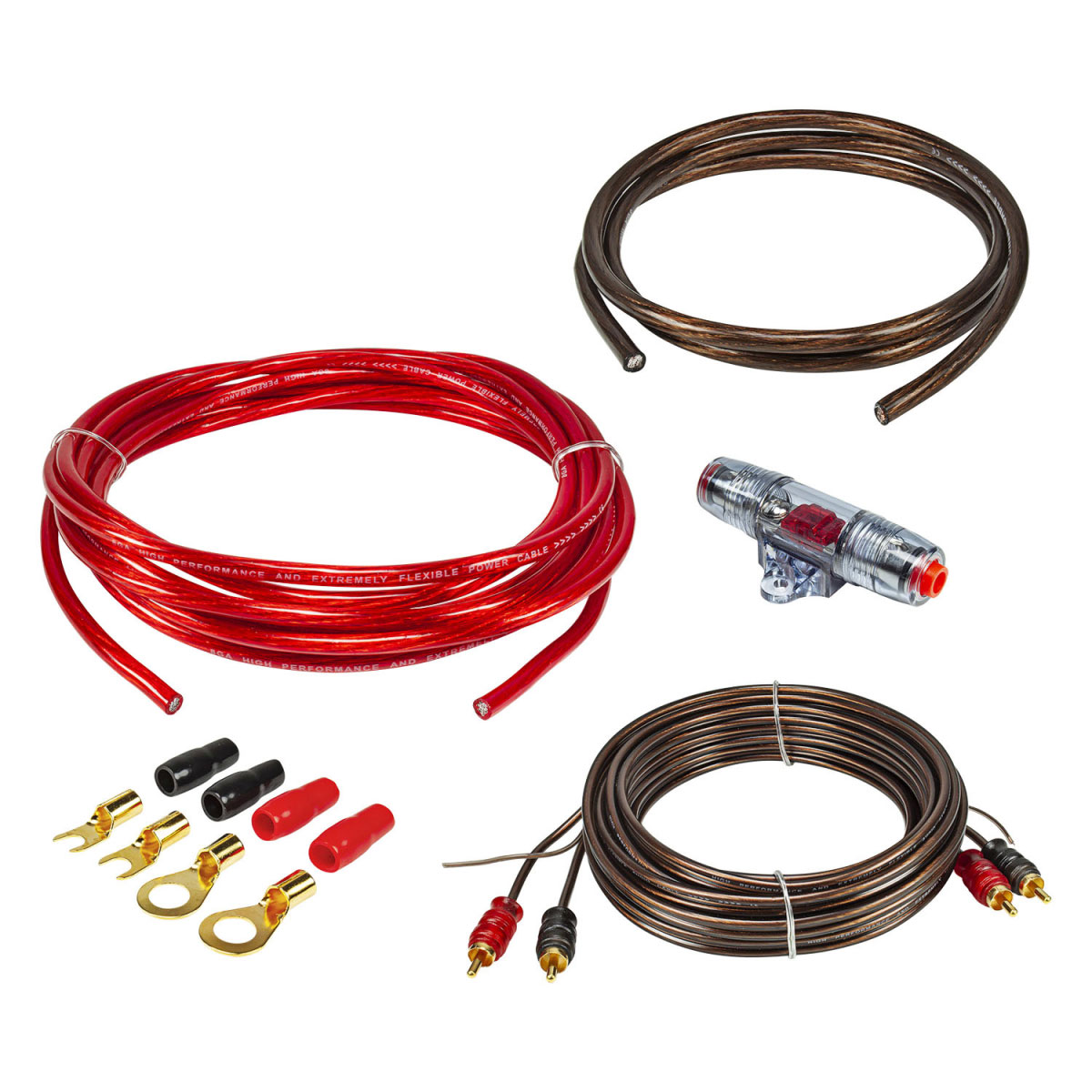 Kabel Kit Endstufe Strom 5m 10mm² / 5m Cinch / 40A AGU - Endstufenkits  Kabelset - Gold-Installationsprogramm - Sortiment