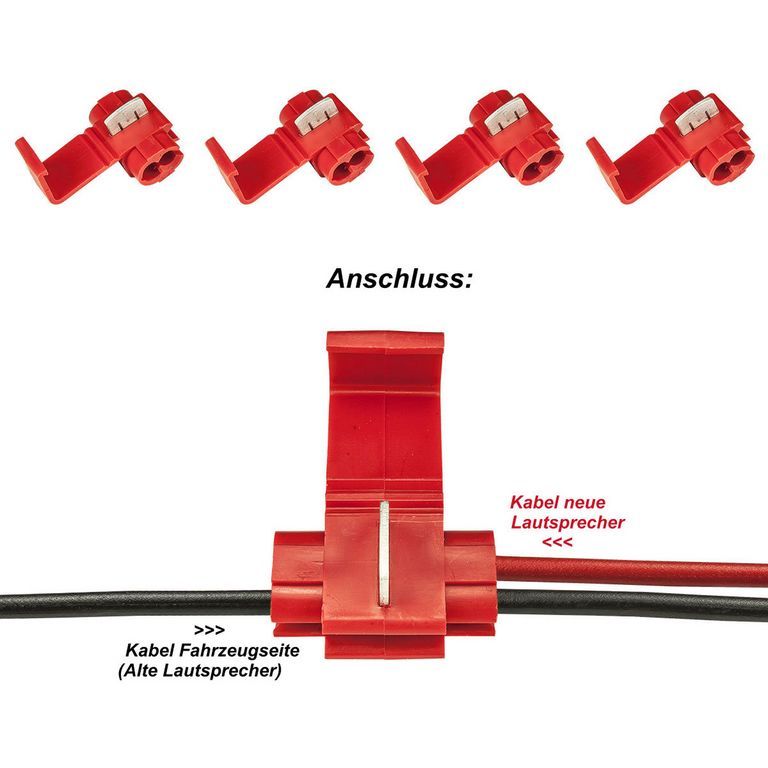 tomzz Audio 100 Stück Klemmverbinder rot für Kabel 0.5 - 1.5qmm Klemmverteiler Stromdiebe Japaner Schnellverbinder Abzweigverbinder