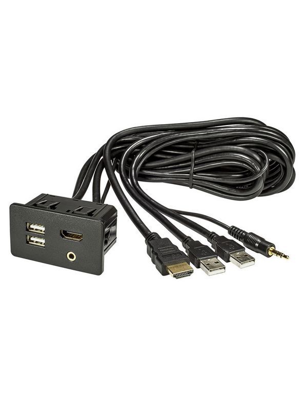 tomzz Audio USB HDMI Klinke Einbaubuchse Steckdose 1.8m Kabel Verlängerung adaptiert auf 2 x USB / HDMI / Klinke (m)