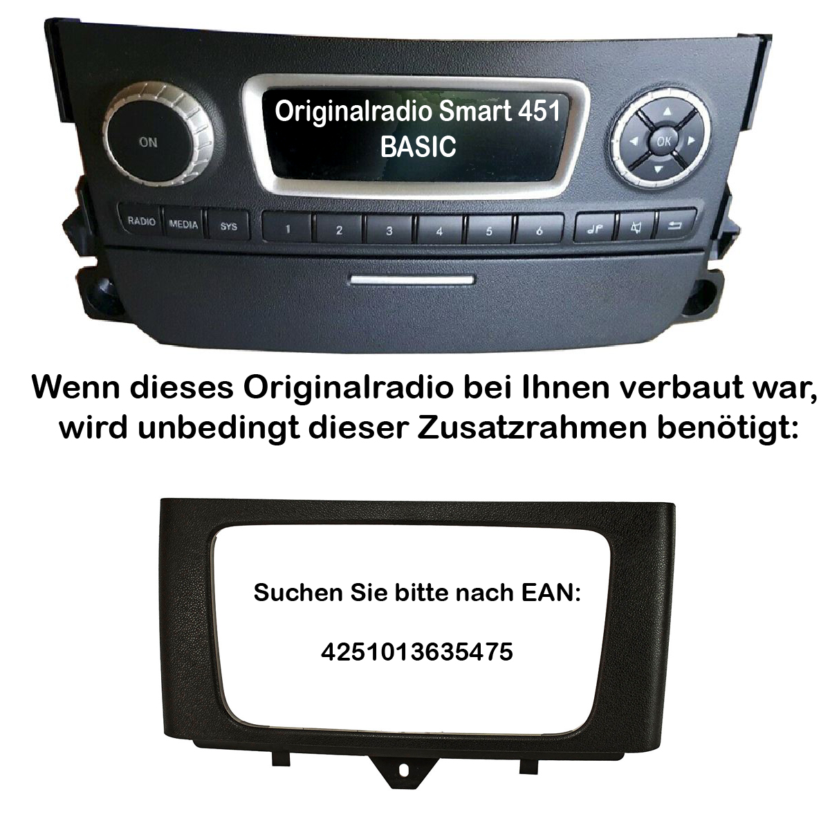 Doppel DIN Radioblende kompatibel mit Smart fortwo 451 schwarz-/bilder/big/TO24561V2-2.jpg