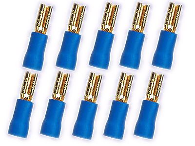 10x 2.8 mm Flachstecker 24k für Kabel 1.5 - 2.5 mm² blau 