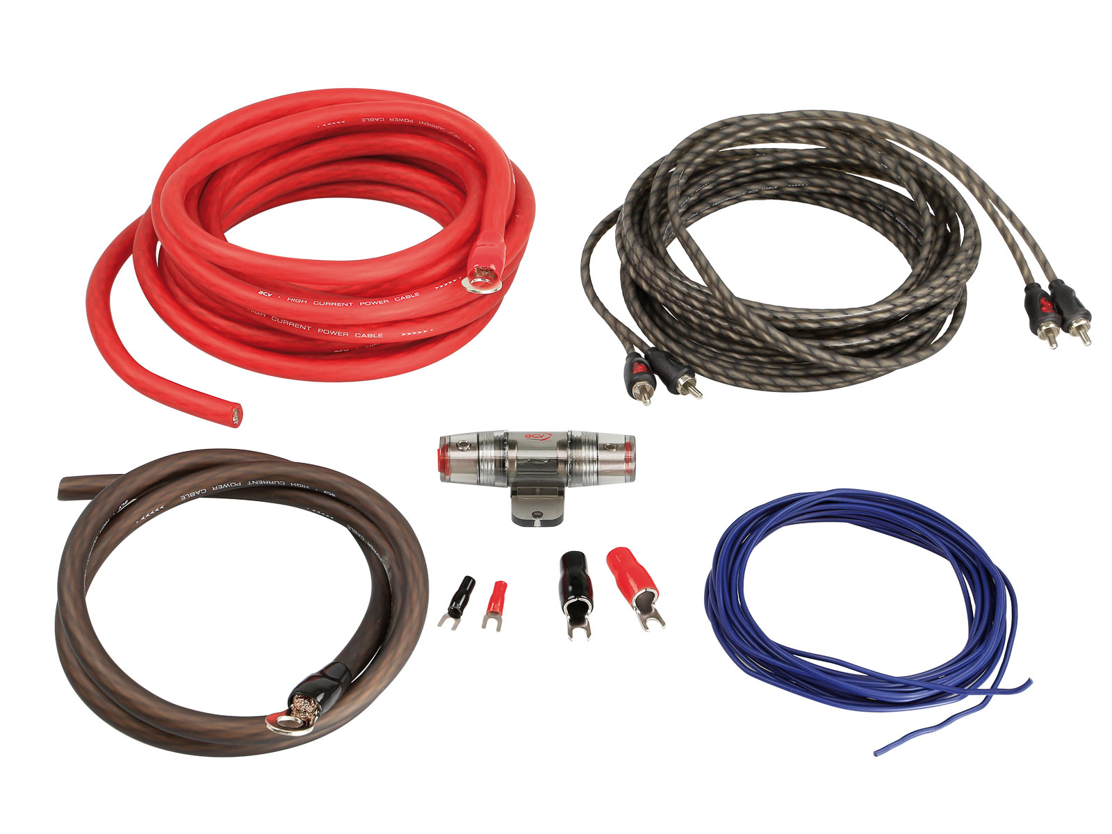 ACV LK-20 Endstufeneinbaukit / Batteriekabel Set 20mm² 5m Cinchkabel Sicherungshalter