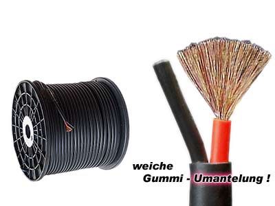 1 Meter - HQ-PA Lautsprecherkabel 2x2.5mm² Gummimantel 0772.00845 Meterware / schwarz