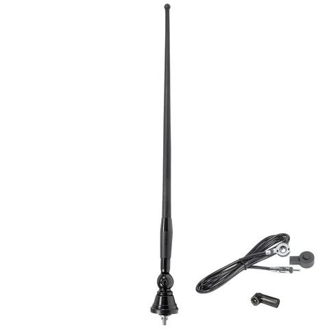 11111tomzz Audio 40cm Gummiantenne AM FM ohne Verstärker schwarz adaptiert auf DIN (m) ISO (m)