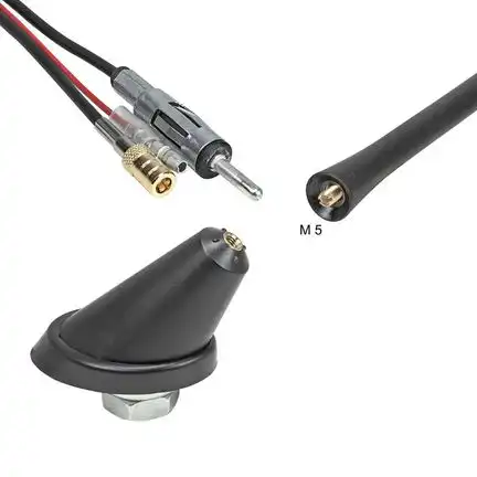 11111tomzz Audio 32cm Dachantenne DAB DAB+ AM FM 56 Grad mit Verstärker adaptiert auf DIN (m) SMB (F)