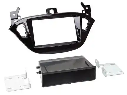 11111ACV Radioblende kompatibel mit Opel Adam Corsa 1-DIN/2-DIN mit Fach Piano Lack schwarz ab Bj. 01/2013