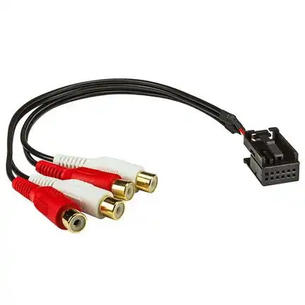 11111tomzz audio AUX IN Adapter + Line-Out kompatibel mit Audi Seat VW Skoda Quadlock 12-pin auf Cinch Kupplung 4 Kanal