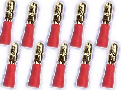 1111110x 4mm Rundstecker 24k für Kabel 0.5 - 1.5mm² rot Farbe: rot 